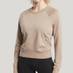 Athleta Sundown Puckered Sweatshirt Brownstone Beige Size Medium